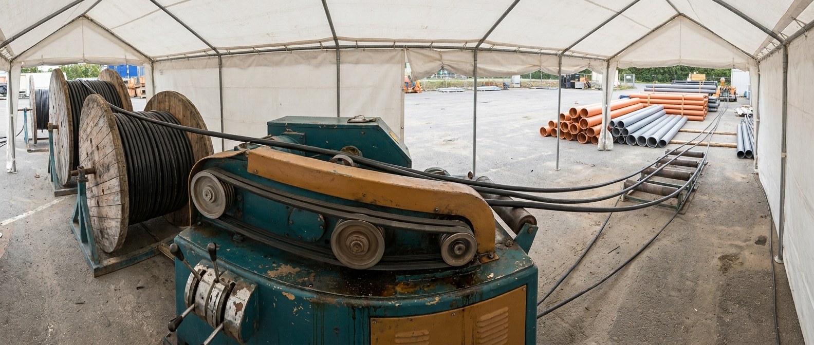 powered cable feeder with paired drive belts на трассе